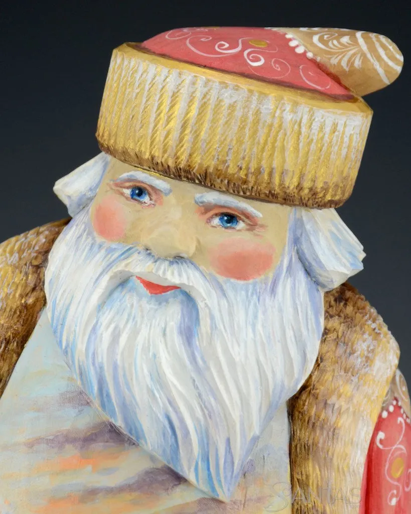 10 inch Russian Santa with Oil painted Twilight Scene