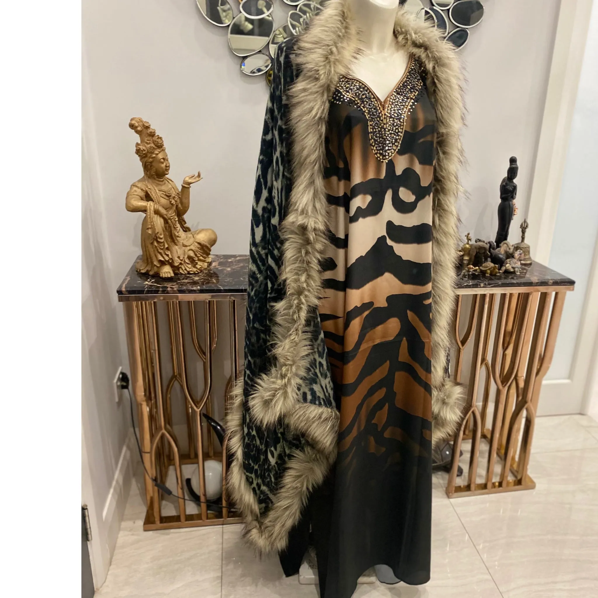 100% Cashmere Julian faux fur shawl wrap