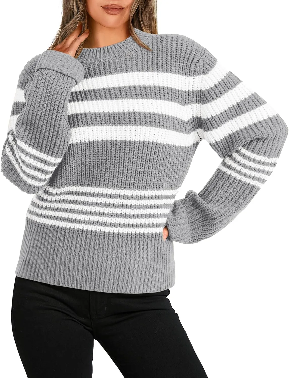 2023 Women's Striped Color Block Sweater