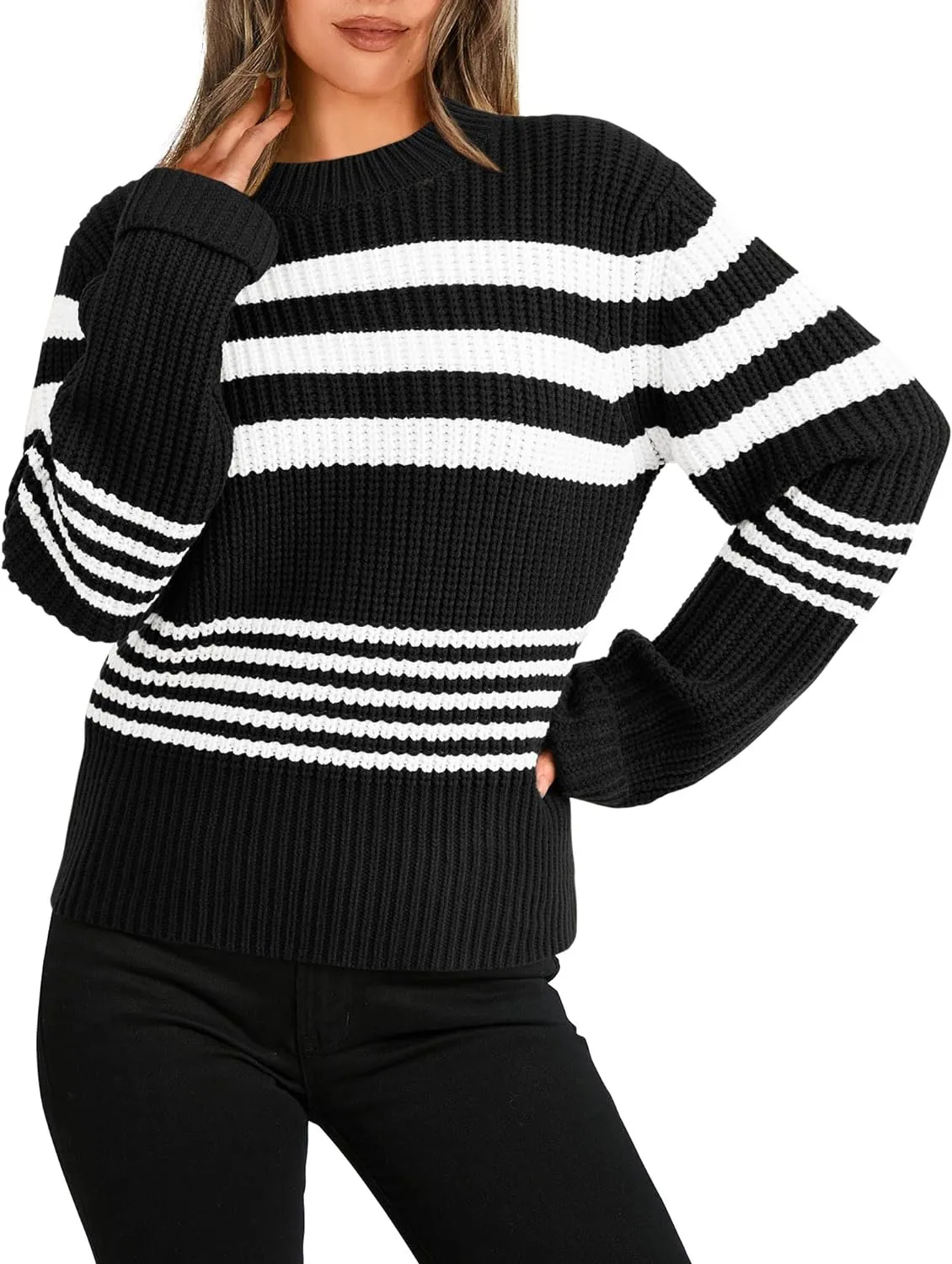 2023 Women's Striped Color Block Sweater