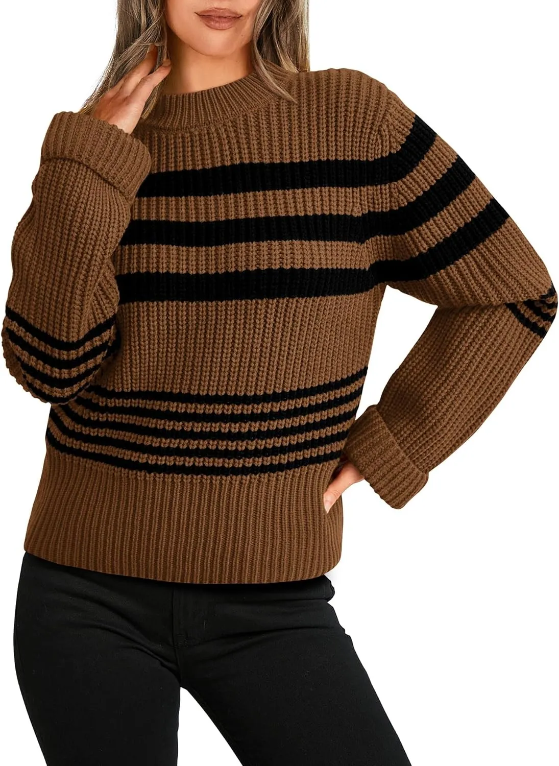 2023 Women's Striped Color Block Sweater