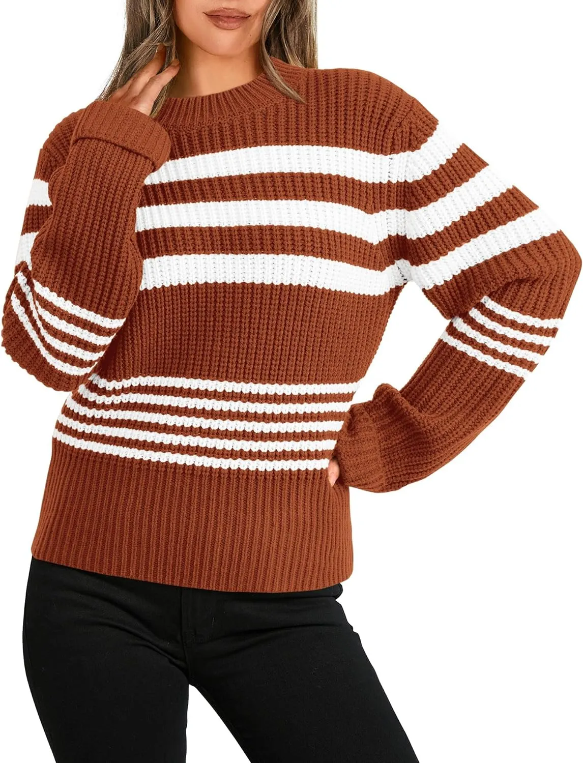 2023 Women's Striped Color Block Sweater