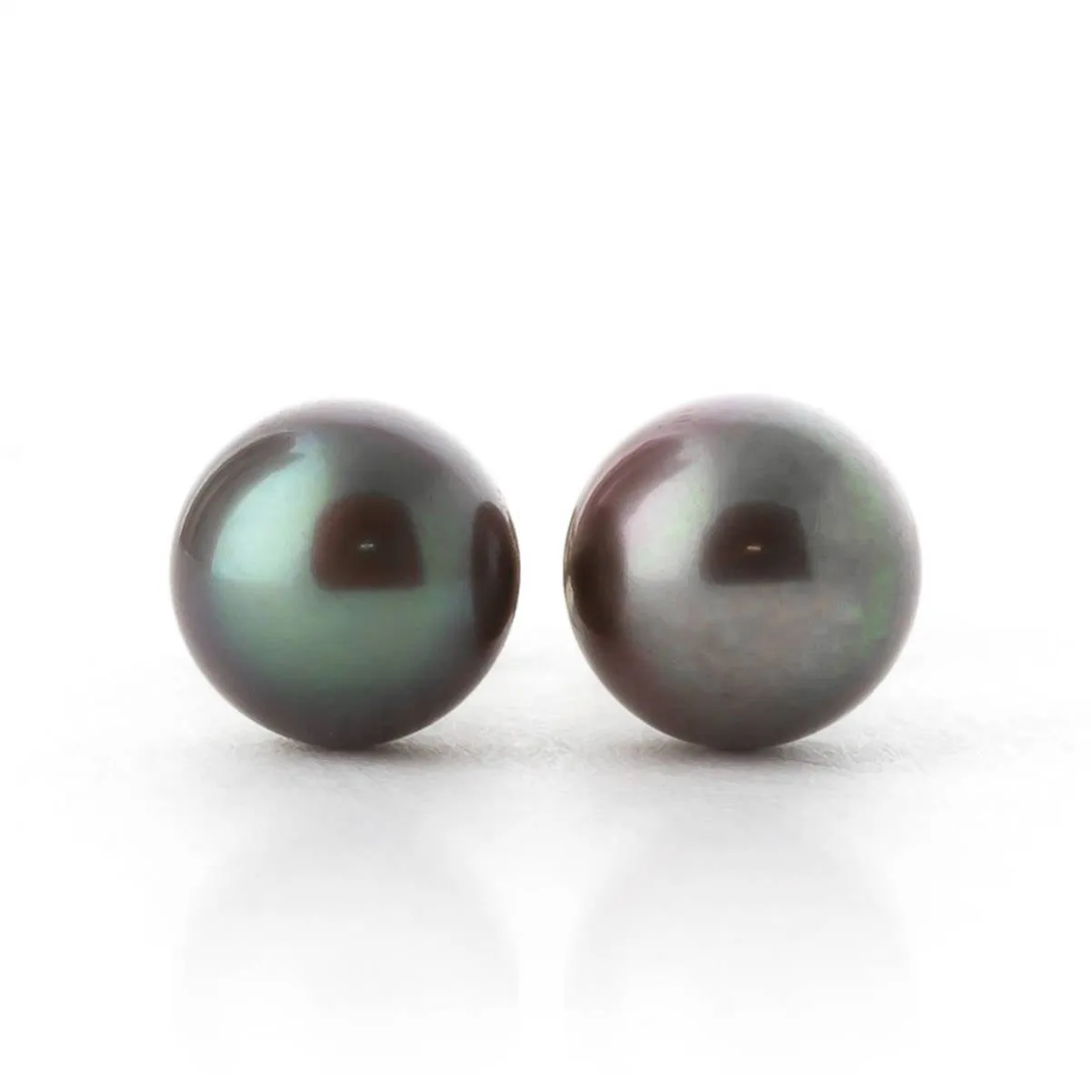 4 Carat 14K Solid White Gold Stud Earrings Natural Black Pearl