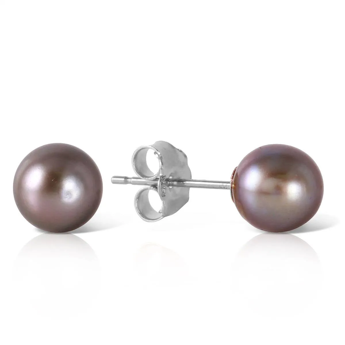 4 Carat 14K Solid White Gold Stud Earrings Natural Black Pearl