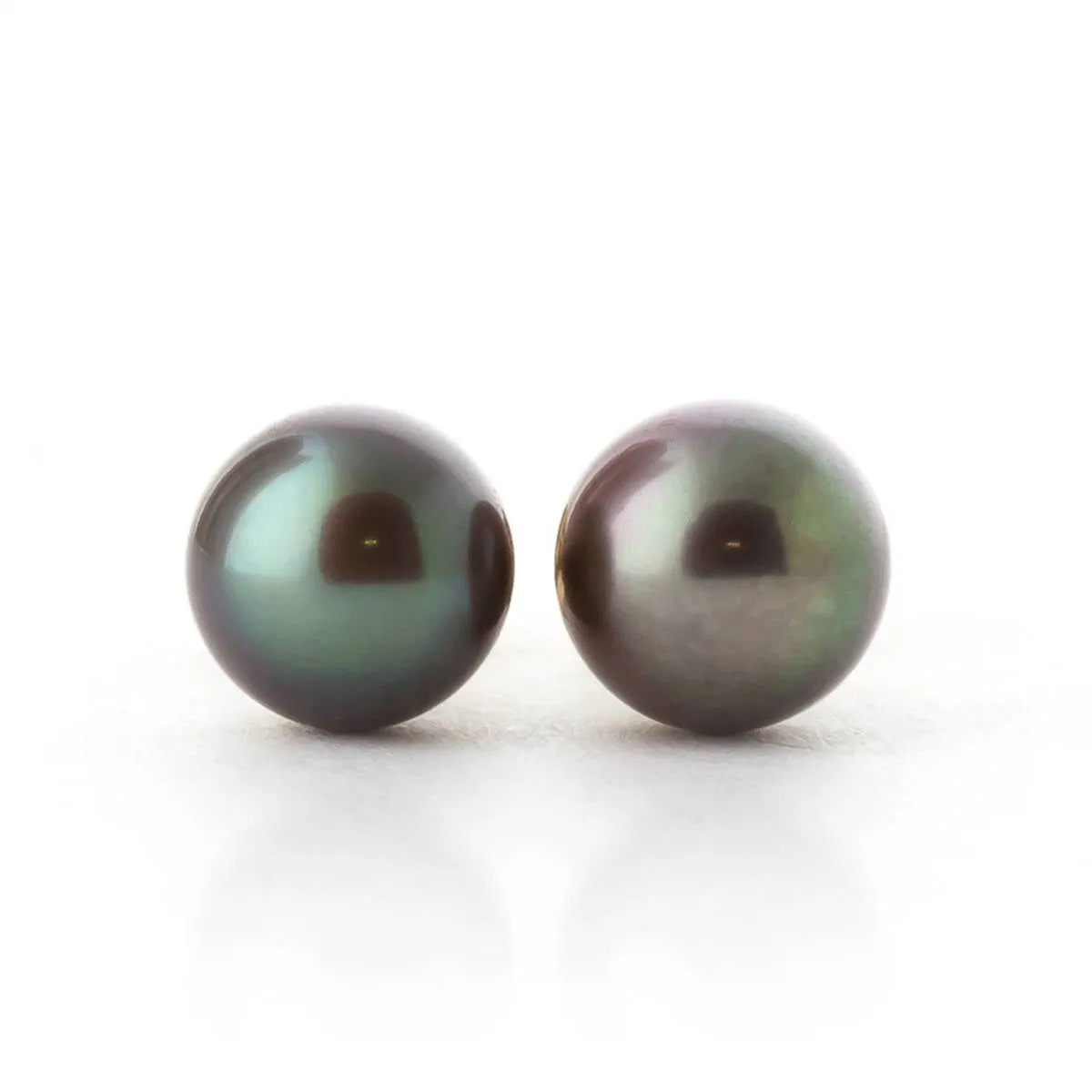 4 Carat 14K Solid Yellow Gold Stud Earrings Natural Black Pearl