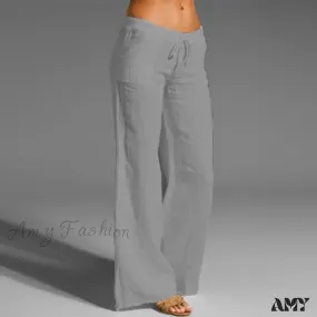 Amy Fashion - High Waist Casual Loose Wide Leg Pants