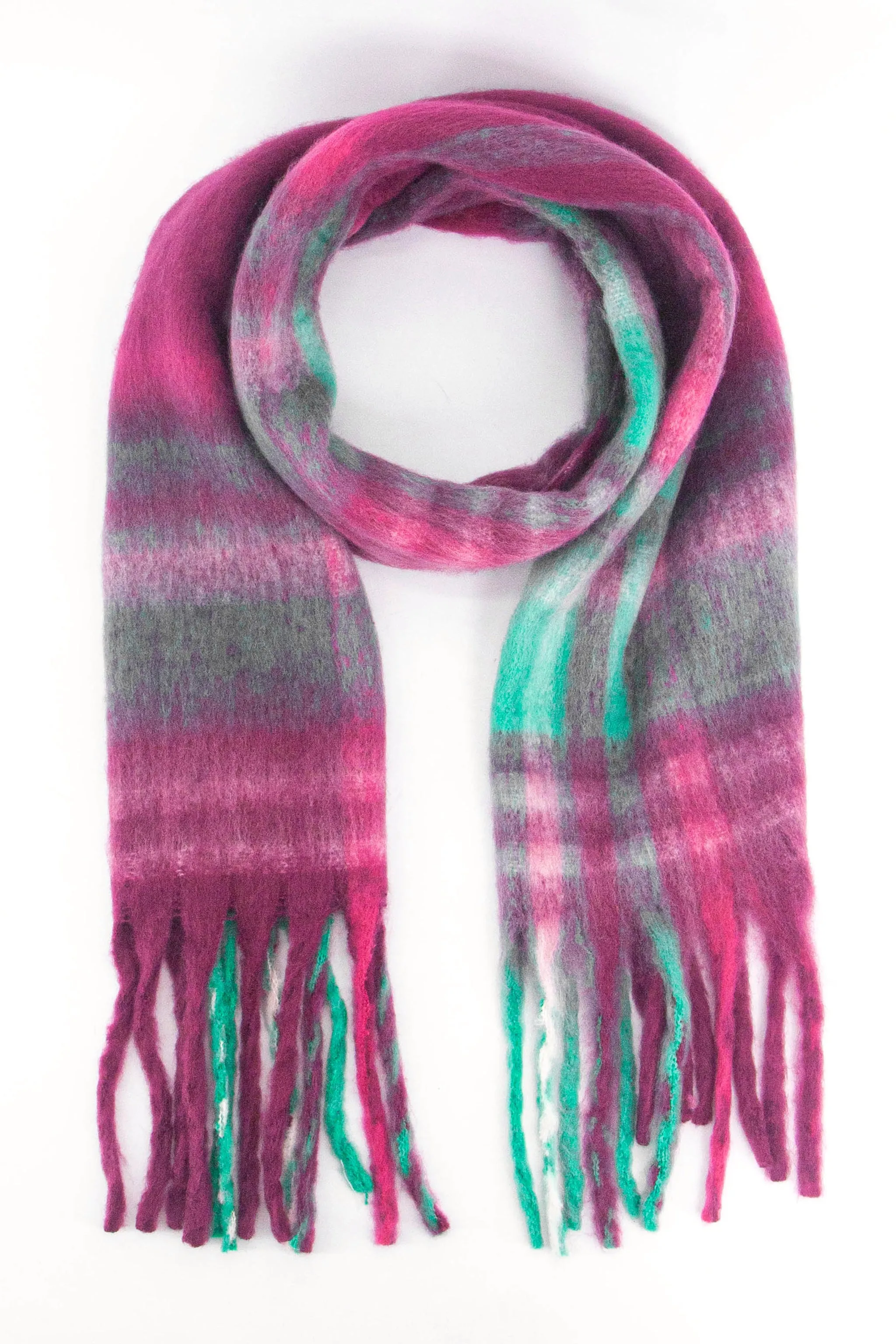 Amy Heavyweight Scarf - Raspberry, Traditional Check