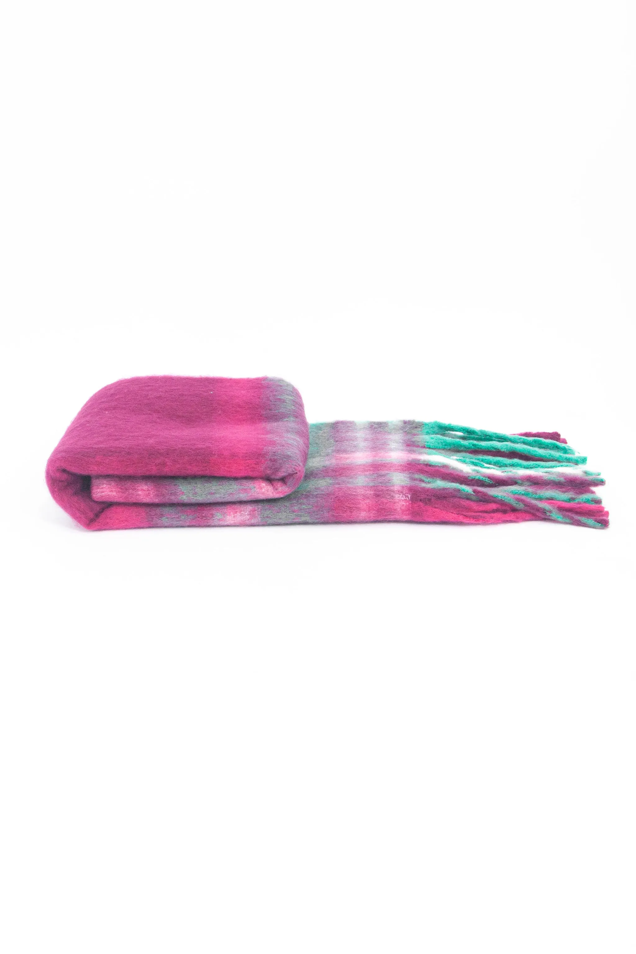 Amy Heavyweight Scarf - Raspberry, Traditional Check