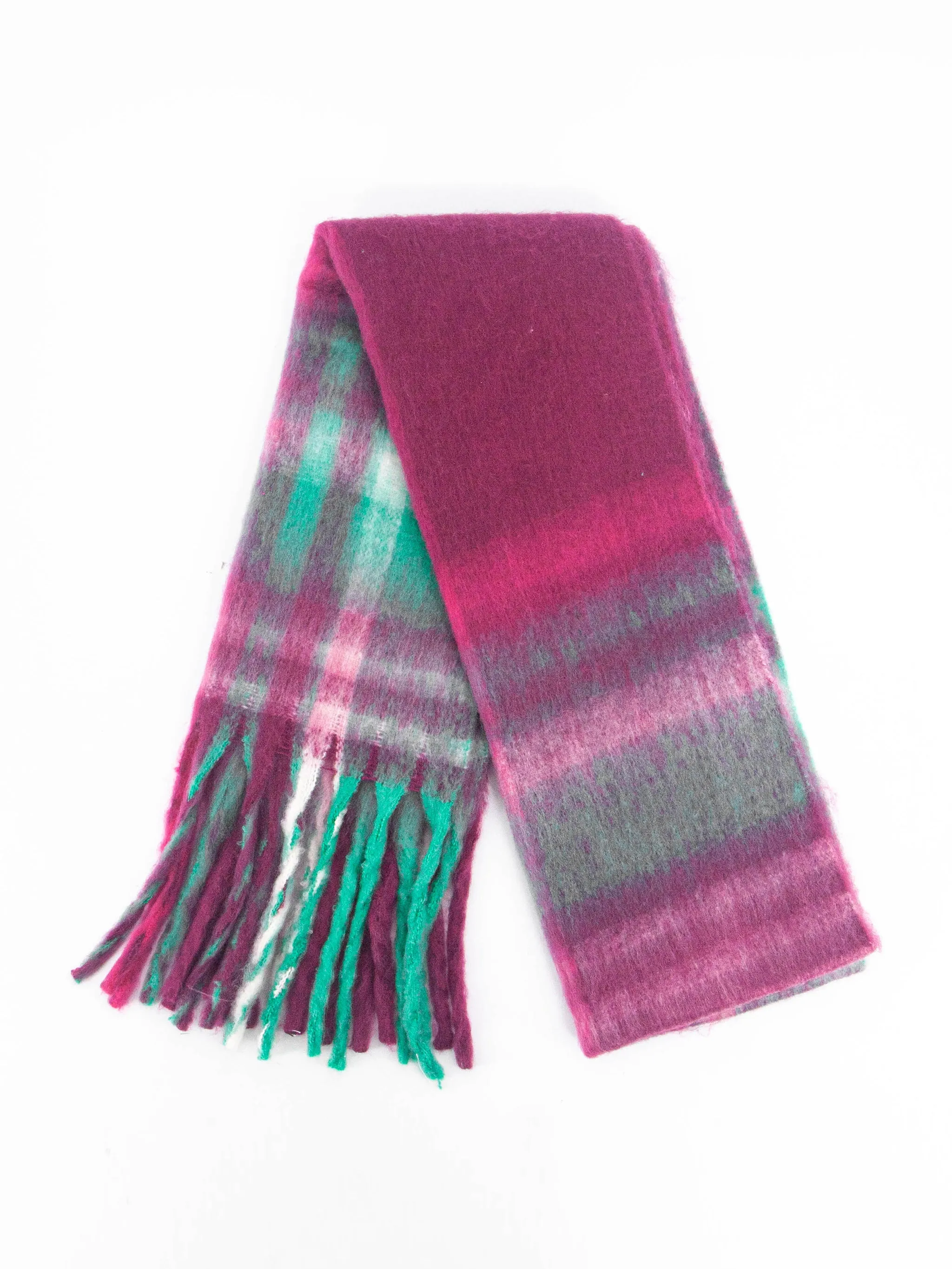 Amy Heavyweight Scarf - Raspberry, Traditional Check