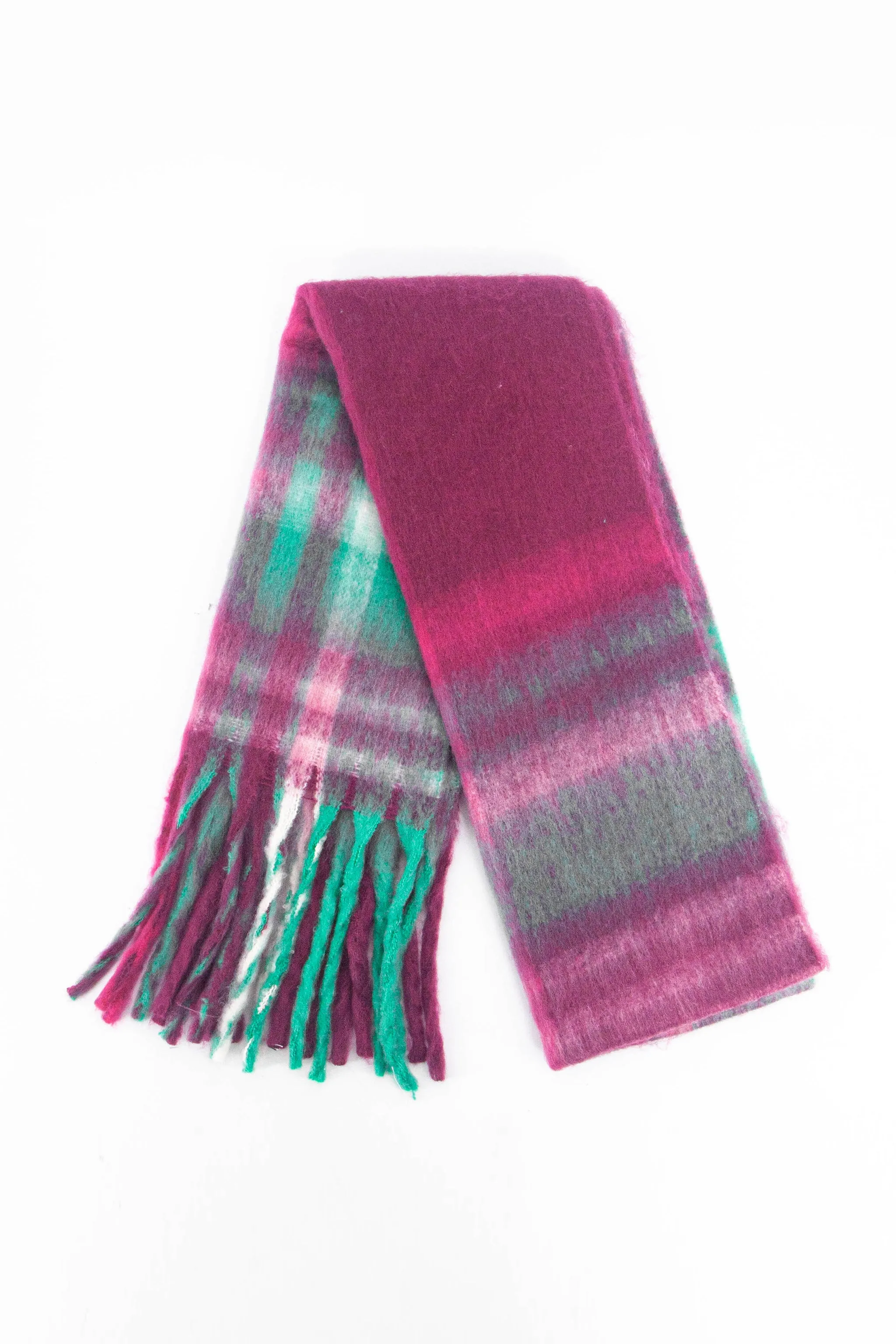 Amy Heavyweight Scarf - Raspberry, Traditional Check