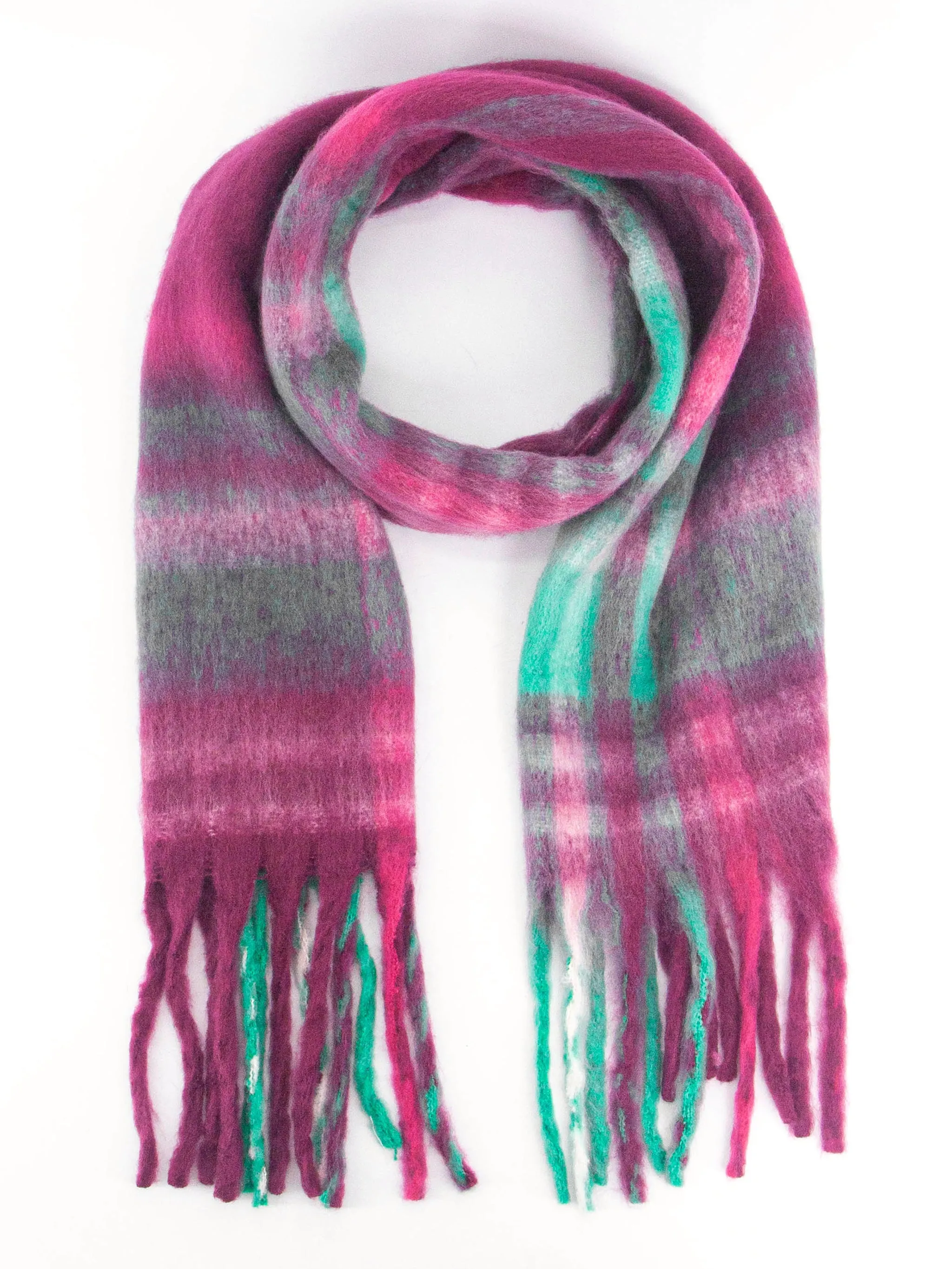 Amy Heavyweight Scarf - Raspberry, Traditional Check