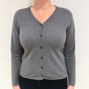 Ash Grey Cashmere V Neck Cardigan Large