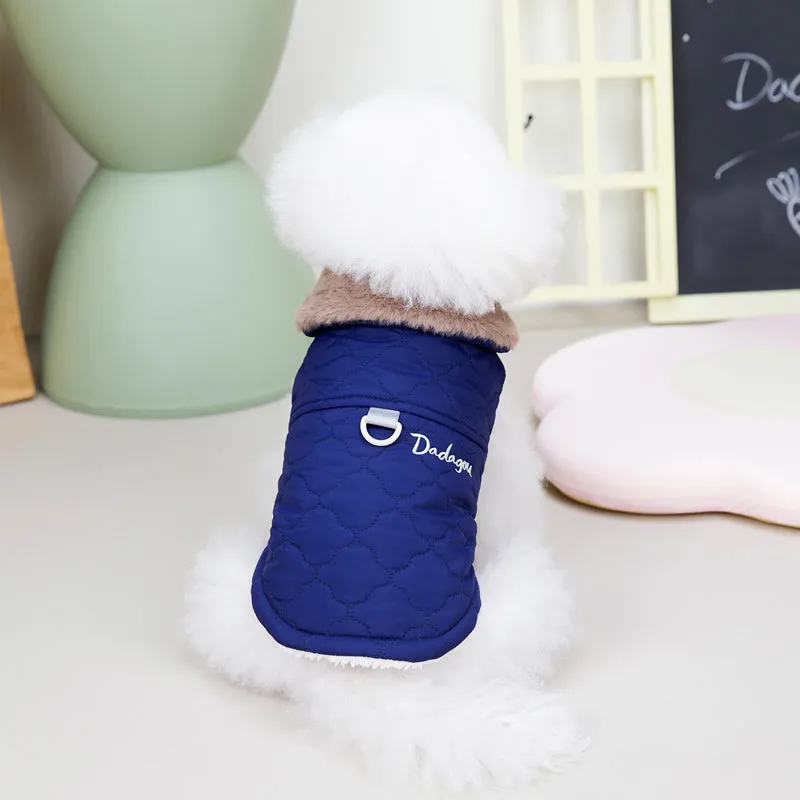 Autumn And Winter Small Dog With Traction Buckle Pet Vest Cotton Coat