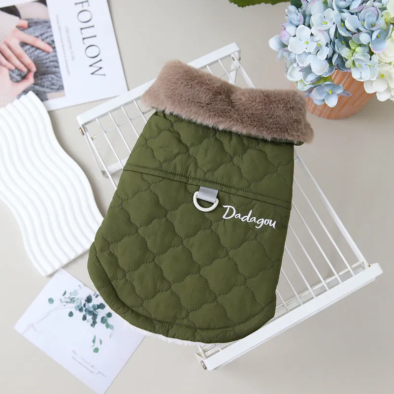 Autumn And Winter Small Dog With Traction Buckle Pet Vest Cotton Coat