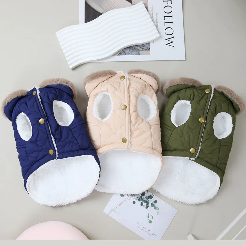 Autumn And Winter Small Dog With Traction Buckle Pet Vest Cotton Coat