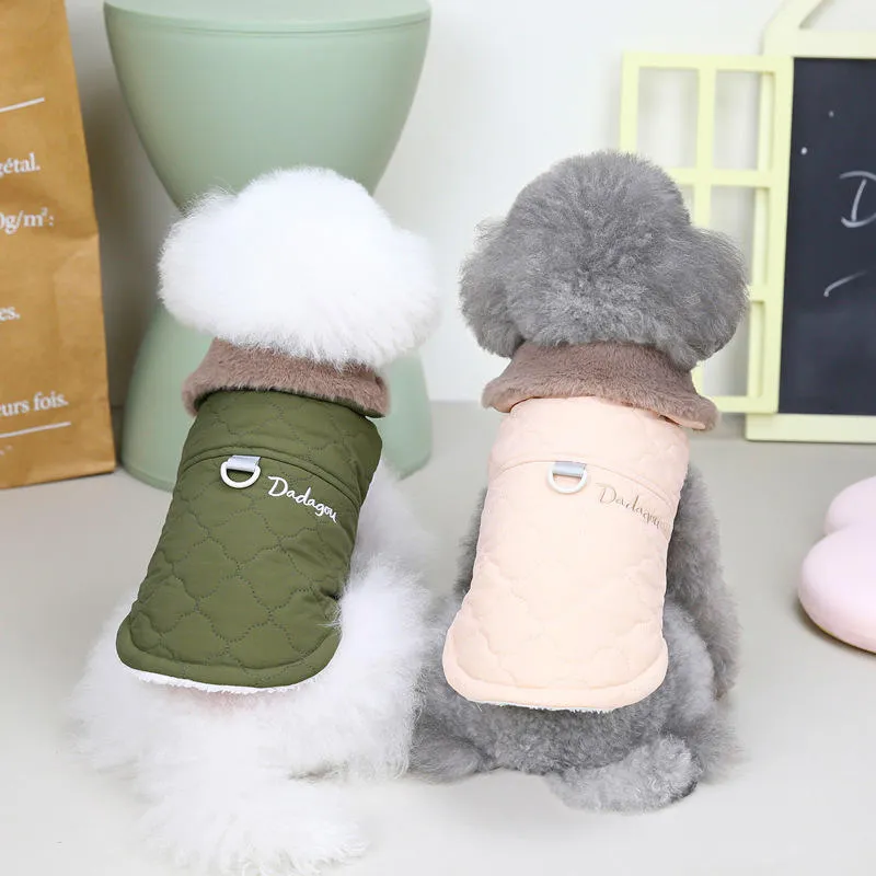 Autumn And Winter Small Dog With Traction Buckle Pet Vest Cotton Coat