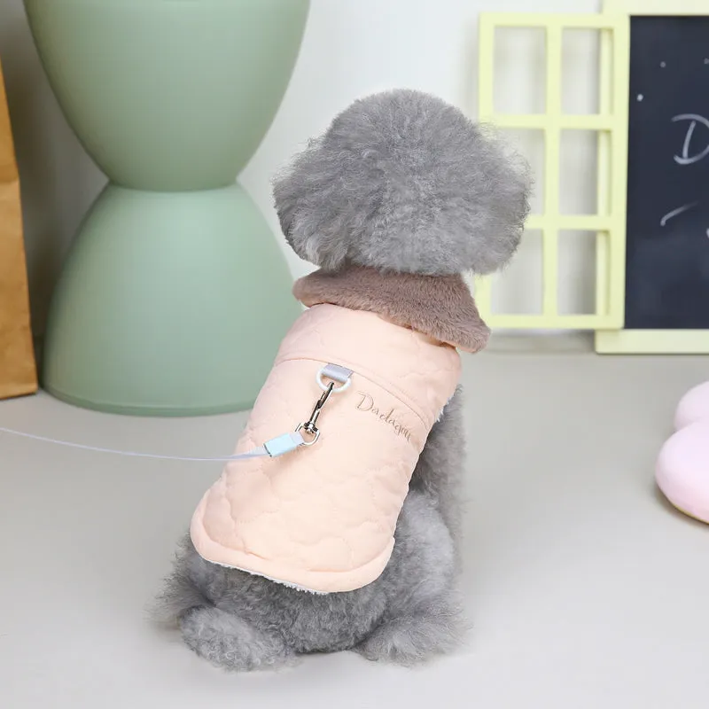 Autumn And Winter Small Dog With Traction Buckle Pet Vest Cotton Coat