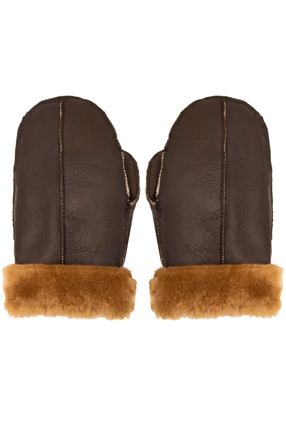 B3 Style Genuine Tobbaco Sheepskin Leather WW2 Mittens