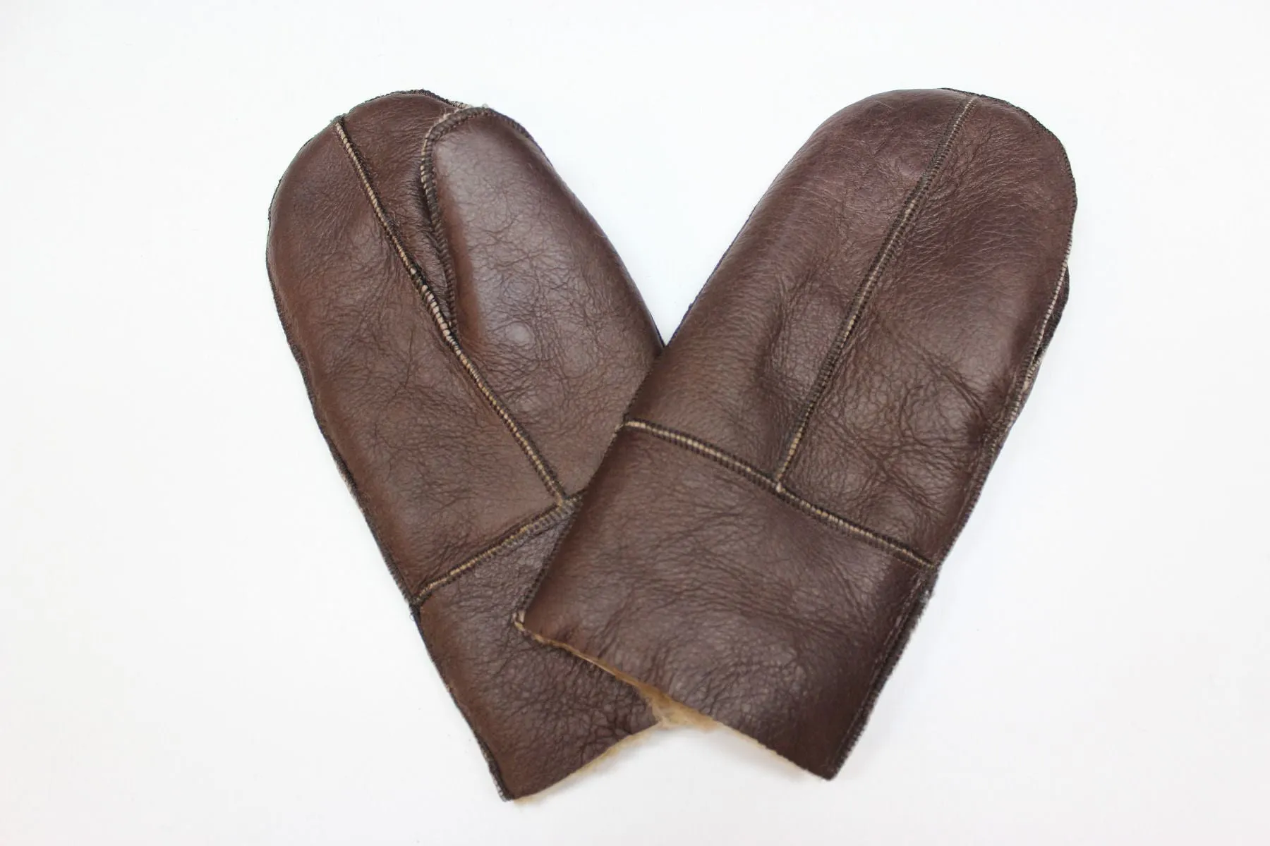 B3 Style Genuine Tobbaco Sheepskin Leather WW2 Mittens