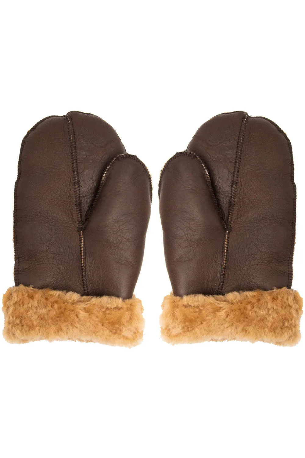 B3 Style Genuine Tobbaco Sheepskin Leather WW2 Mittens