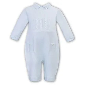 Baby Boys Blue Cable Knit Babygrow