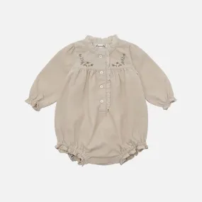 Baby Cotton Corduroy Ameli Romper - Beige