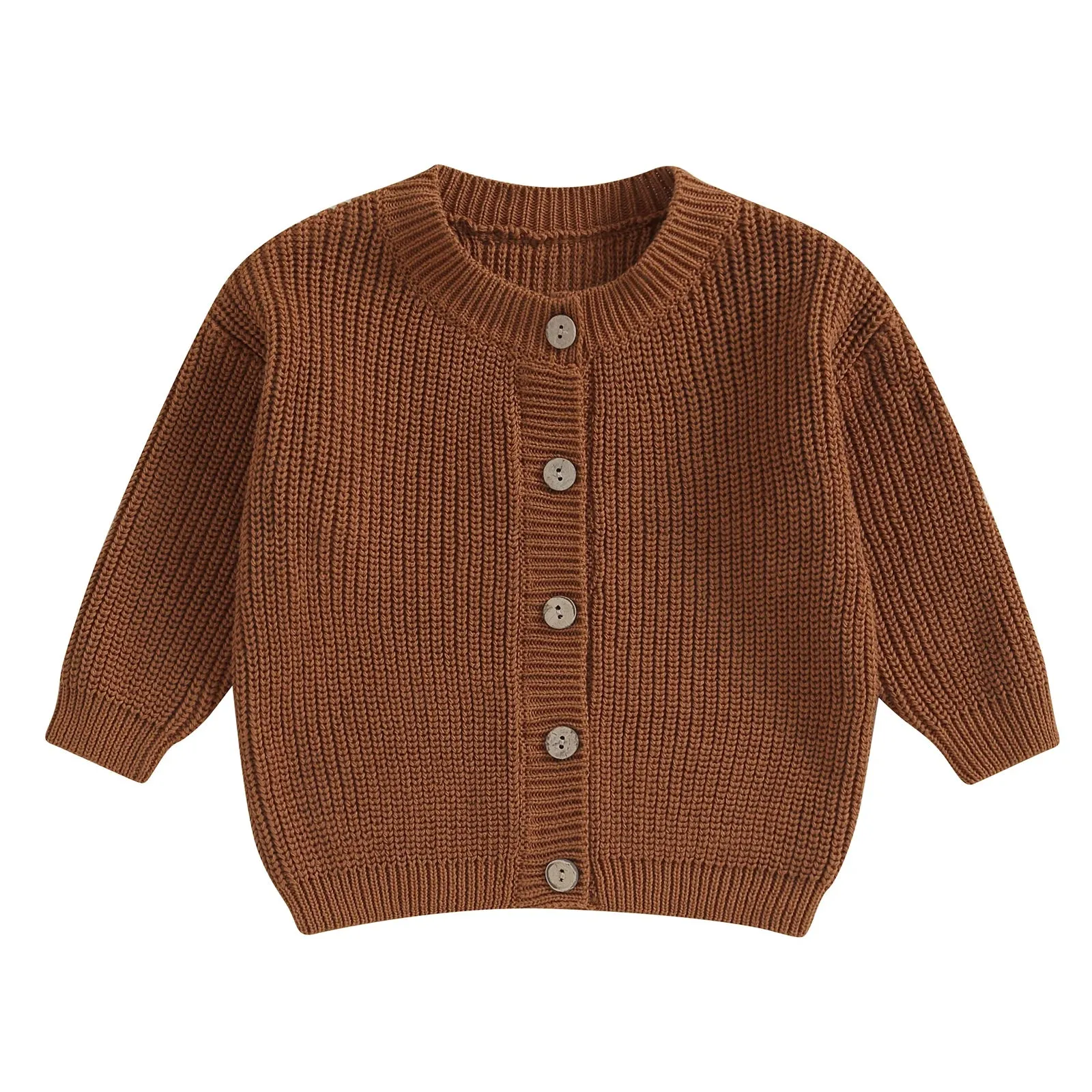 Baby Girls Button Down Sweater Cardigan - Dark Brown