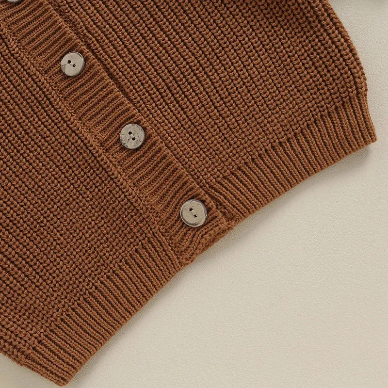 Baby Girls Button Down Sweater Cardigan - Dark Brown