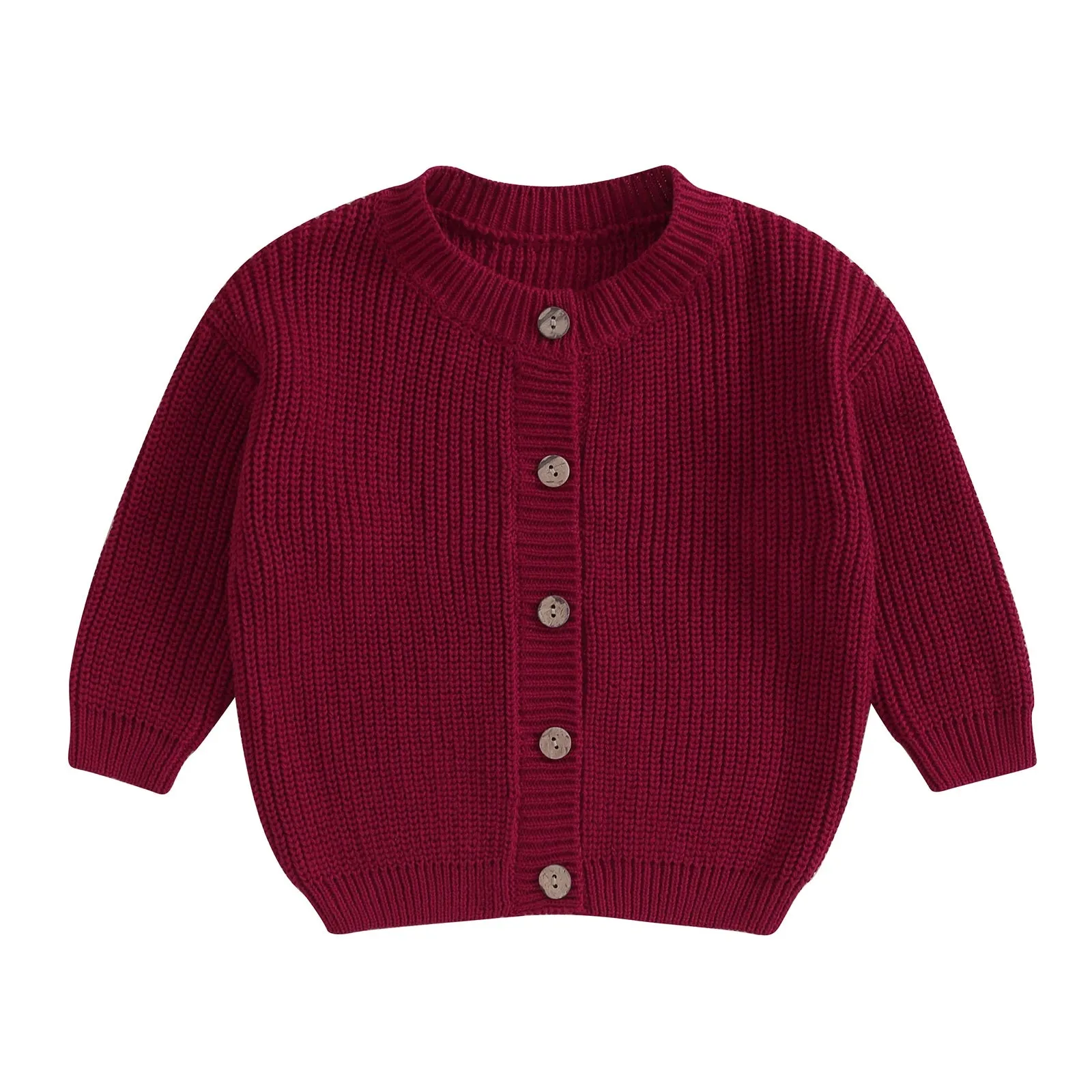 Baby Girls Button Down Sweater Cardigan - Wine Cranberry Maroon