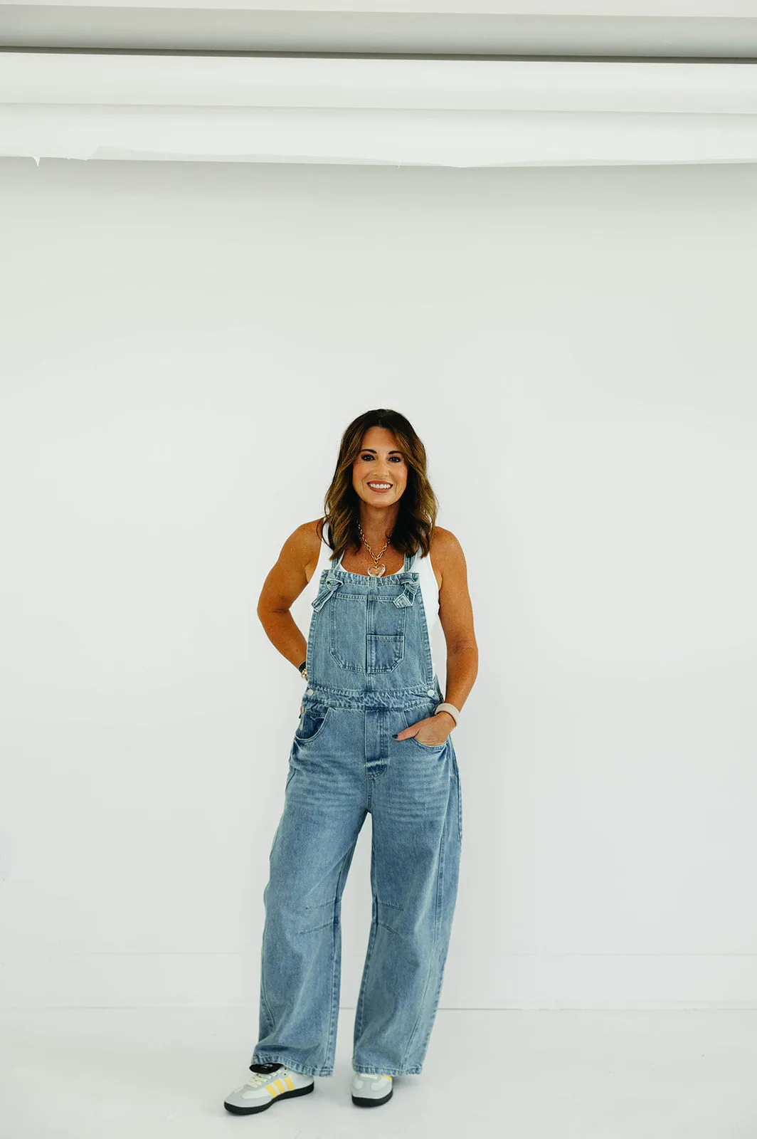 Barrel Denim Overalls - Denim