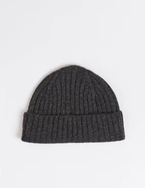 Bhode 2x2 Rib Beanie Hat (Lambswool) - Charcoal Grey