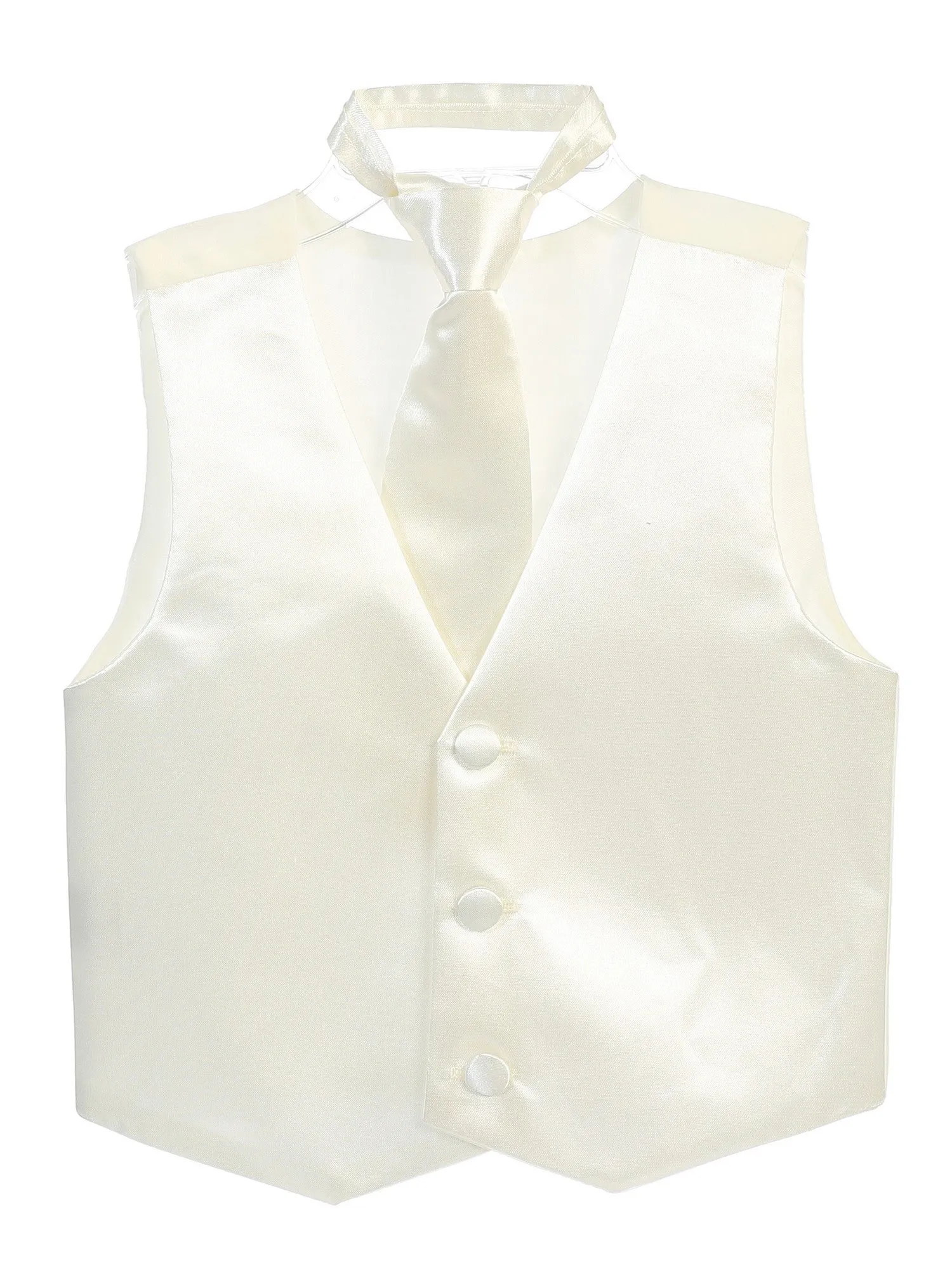 Big Boys Ivory Three Button Satin Vest Tie 2 Pc Set 8-16