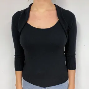 Black Cashmere Sweetheart Neck Jumper Small