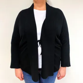 Black Cashmere Tie Front Cardigan Extra Extra Large