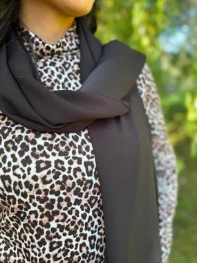 Black Satin Blend Scarf