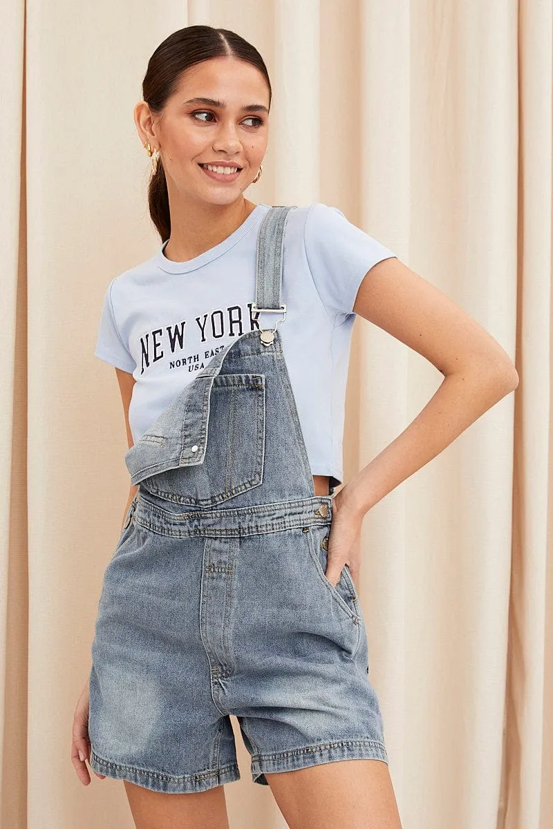 Blue Carpenter Overall Shorts Denim