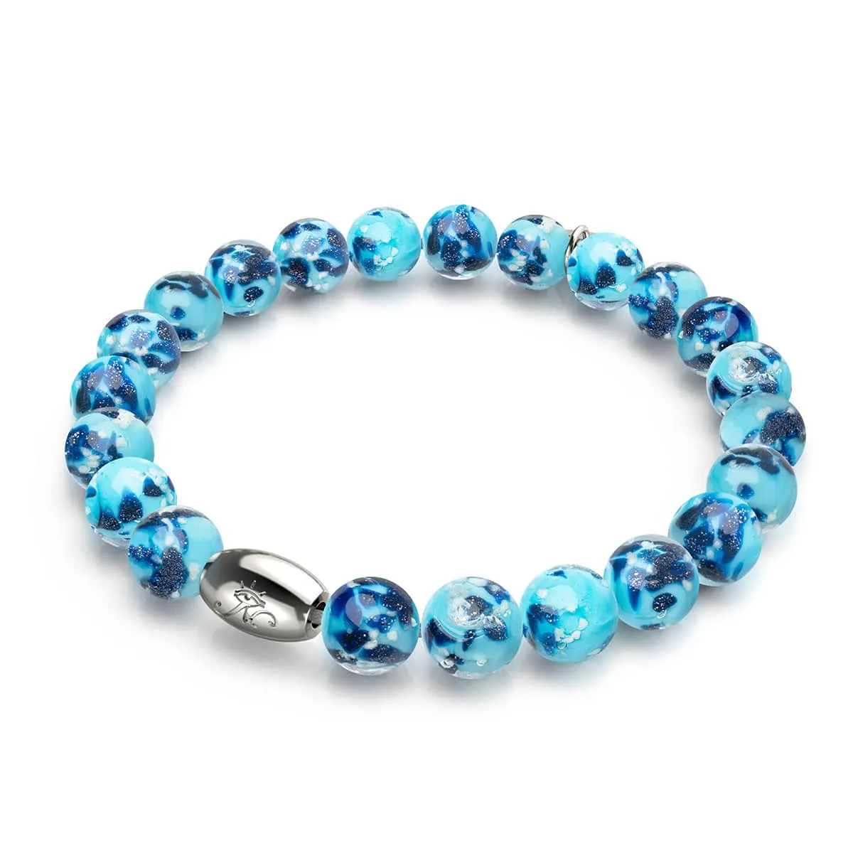 Blue Seaspray | .925 Sterling Silver | Firefly Glass Bracelet