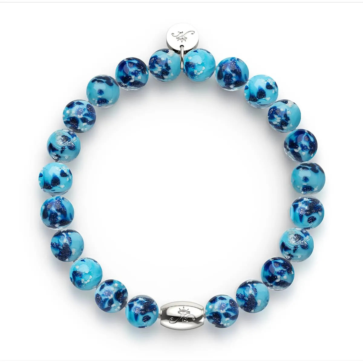 Blue Seaspray | .925 Sterling Silver | Firefly Glass Bracelet