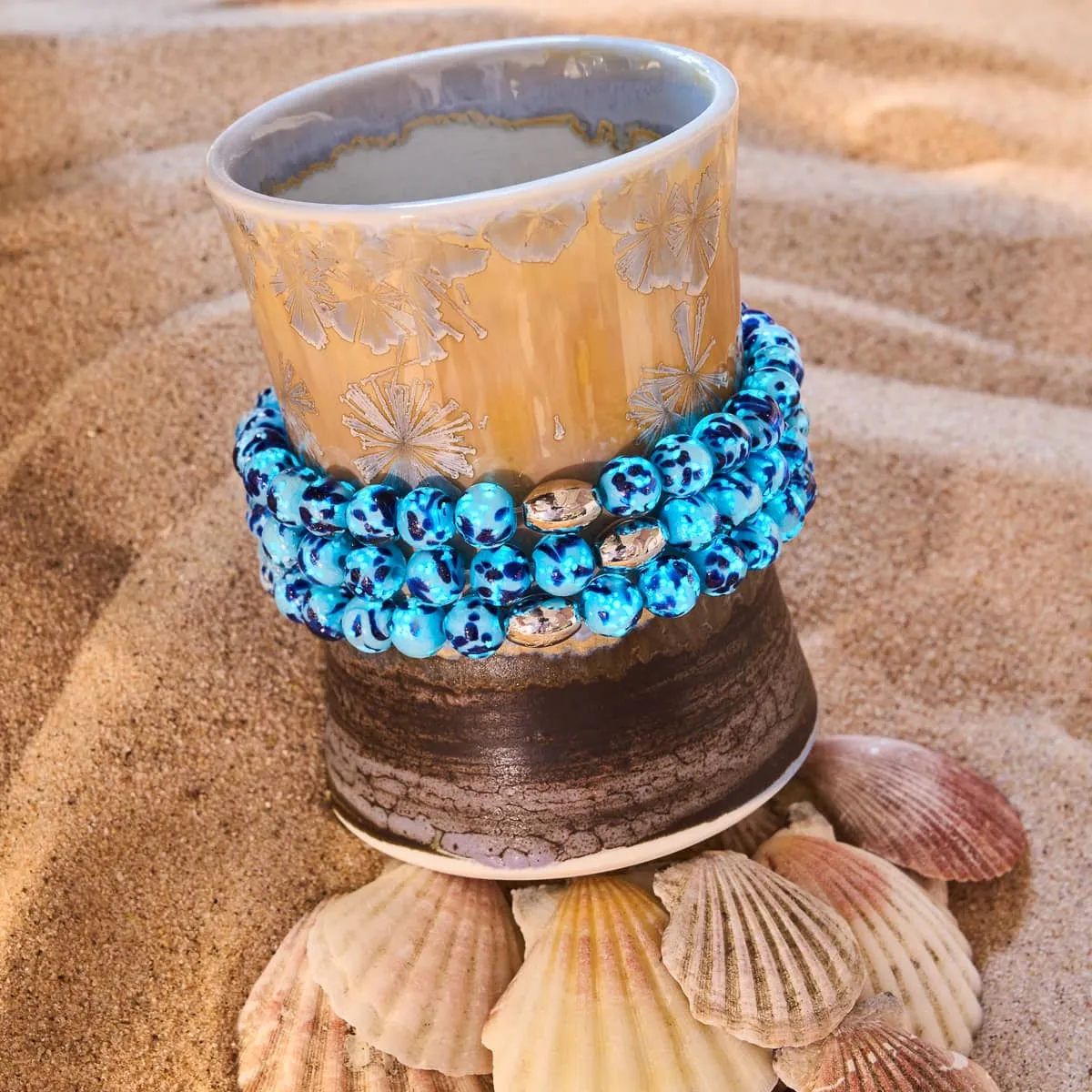 Blue Seaspray | .925 Sterling Silver | Firefly Glass Bracelet