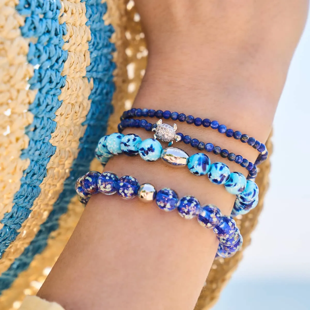 Blue Seaspray | .925 Sterling Silver | Firefly Glass Bracelet