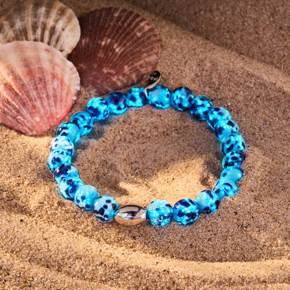 Blue Seaspray | .925 Sterling Silver | Firefly Glass Bracelet