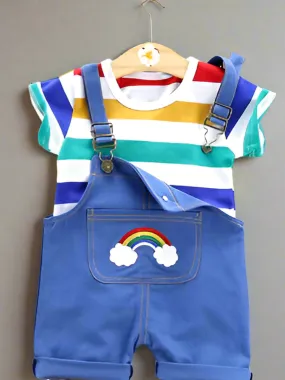 Blue   Striped Rainbow Overall Set