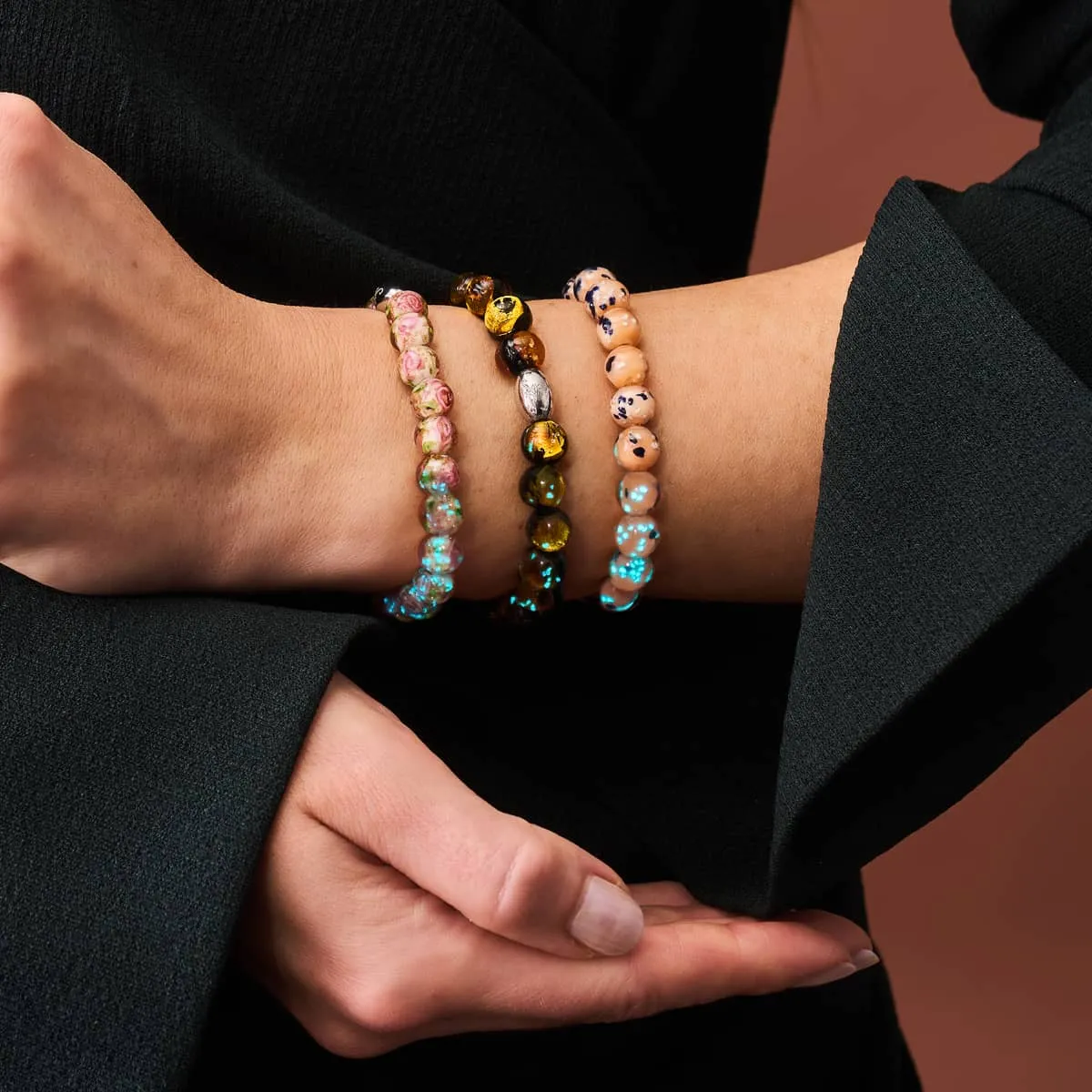 Blueberry Cobbler | .925 Sterling Silver | Firefly Glass Bracelet