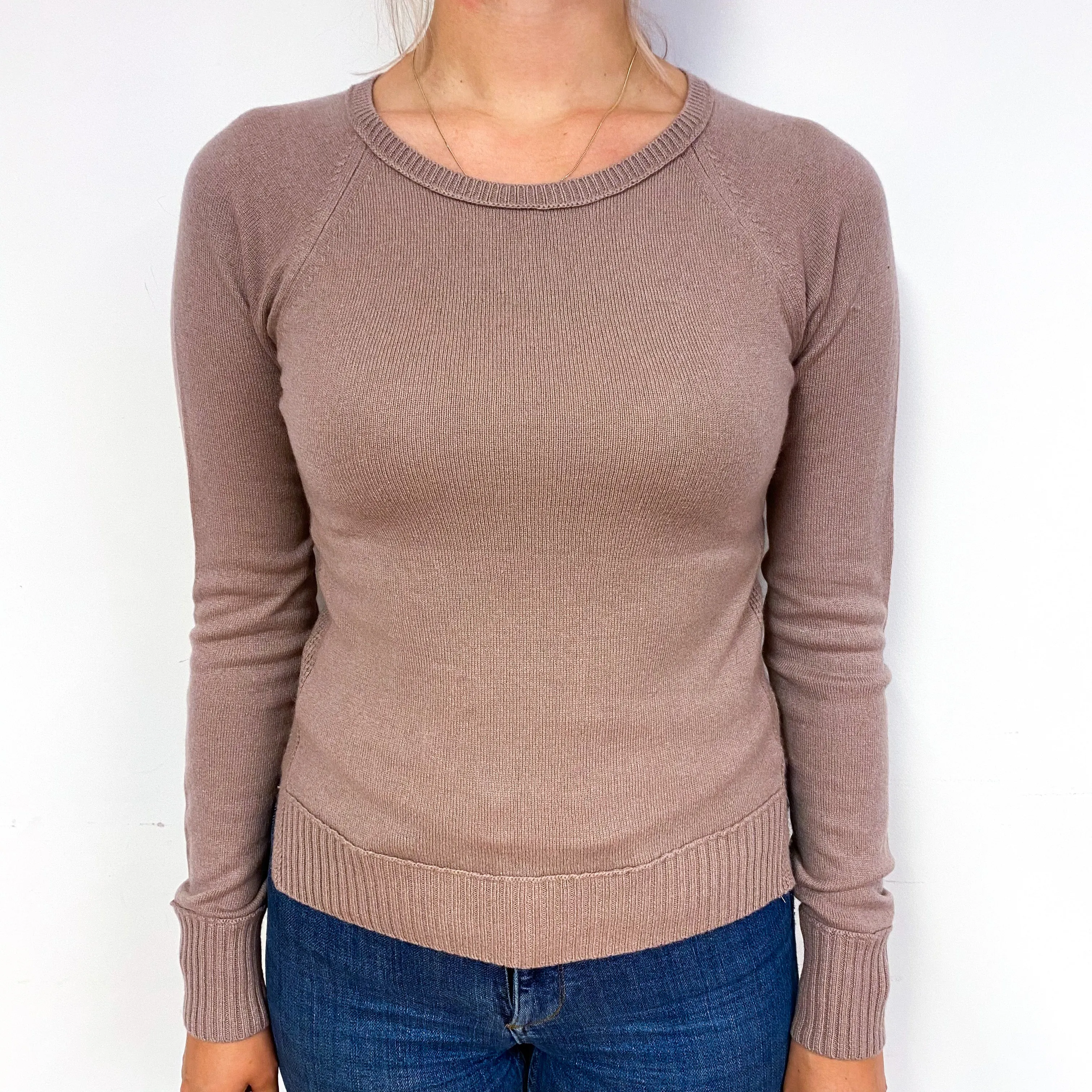 Blush Brown Cashmere Crew Neck Jumper Small