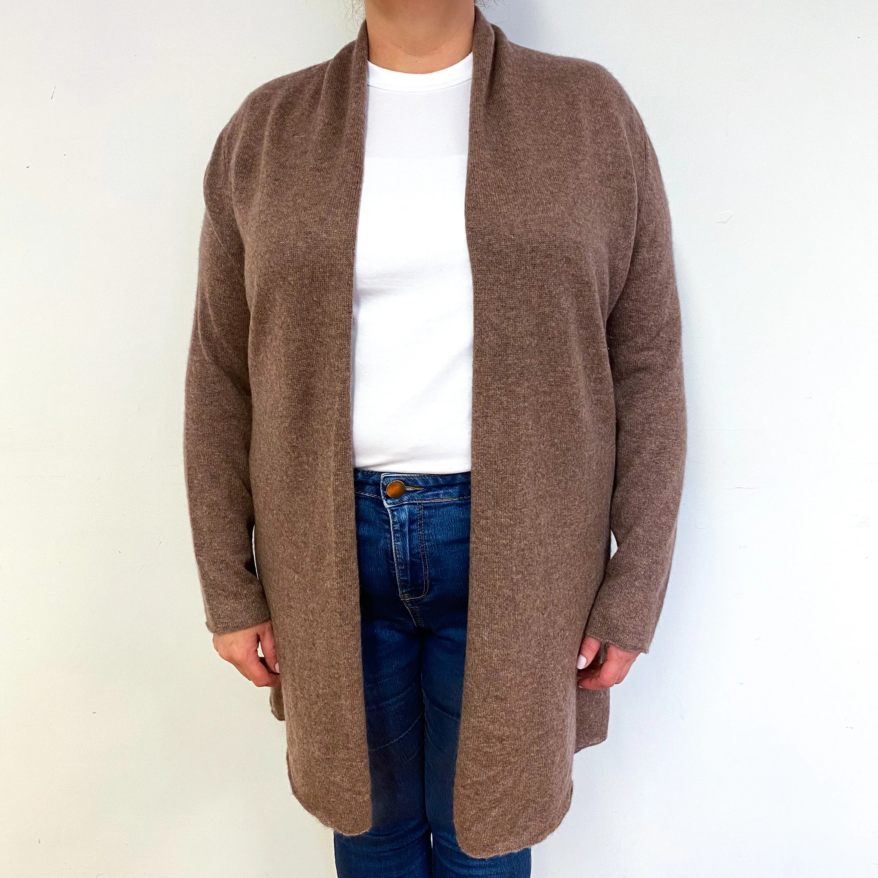 Blush Brown Cashmere Edge to Edge Cardigan Extra Large