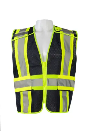 BLVM-PSV ANSI Type O Class 1 Navy Blue Mesh / Lime Green Contrast Expandable Breakaway Vest