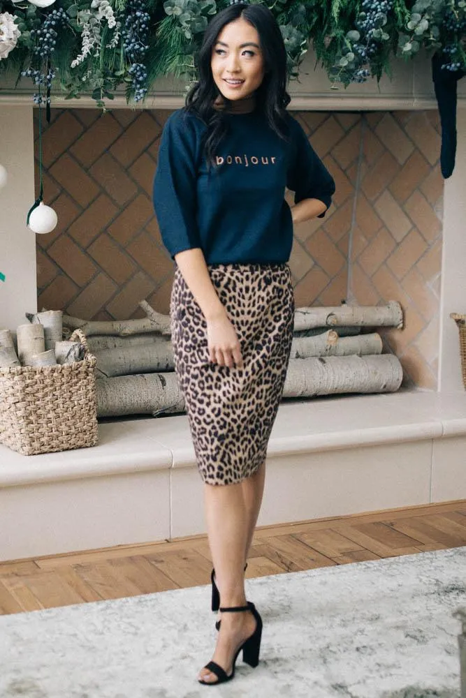 Bonjour Crop Sweater in Navy-FINAL SALE