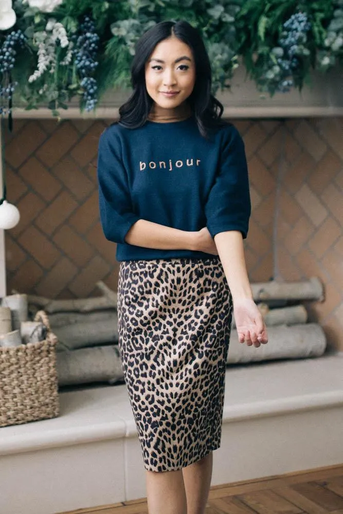 Bonjour Crop Sweater in Navy-FINAL SALE