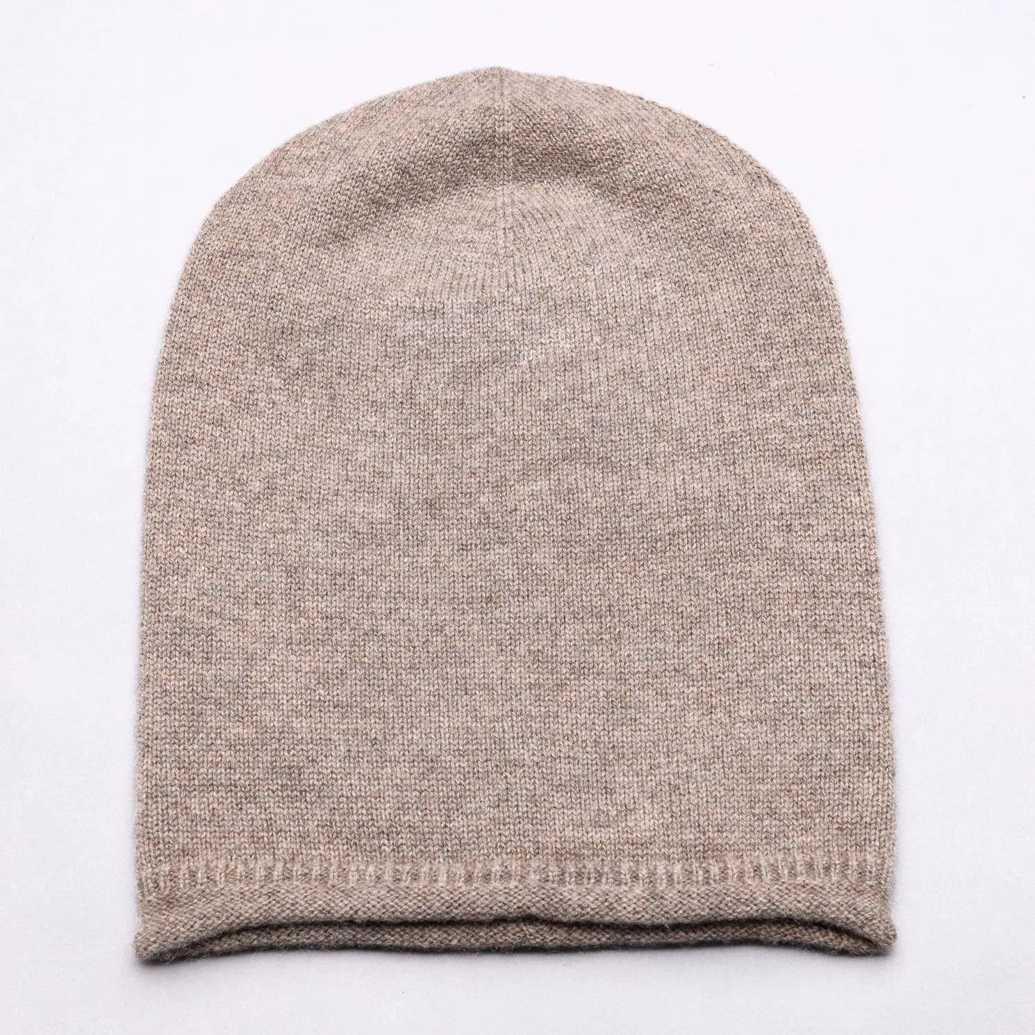 BROOKLYN 100% Pure Cashmere Baby Roll Hem Beanie, Donkey Brown