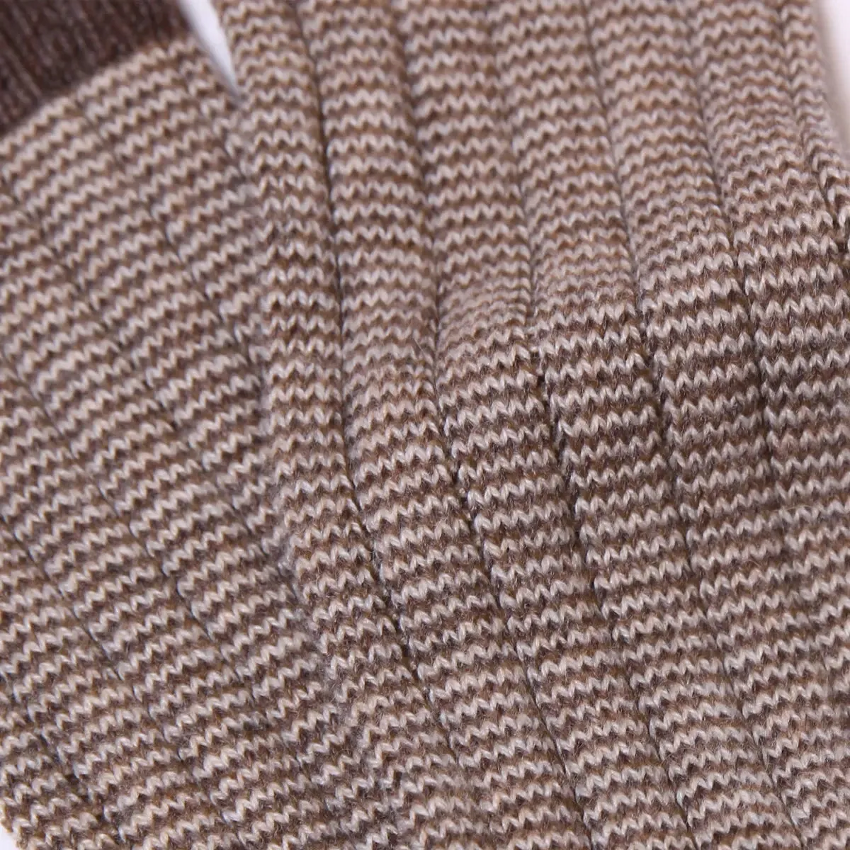 Brown & Cream Herringbone Stripe Cashmere Blend Socks